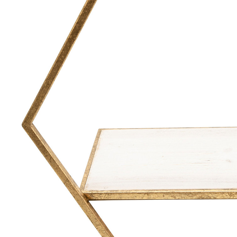 Four-Tier Hexagonal Decorative good Metal Wall Shelf, Gold